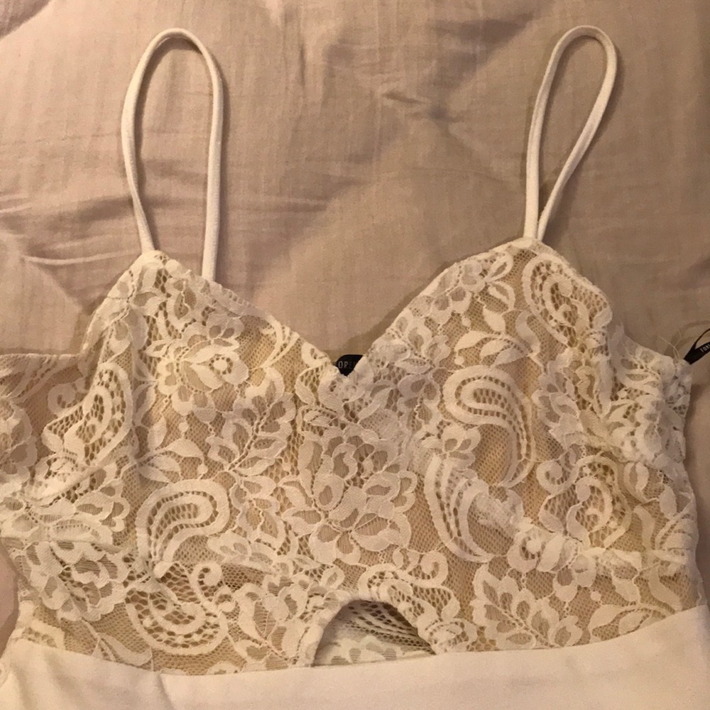 Tan and white Romper